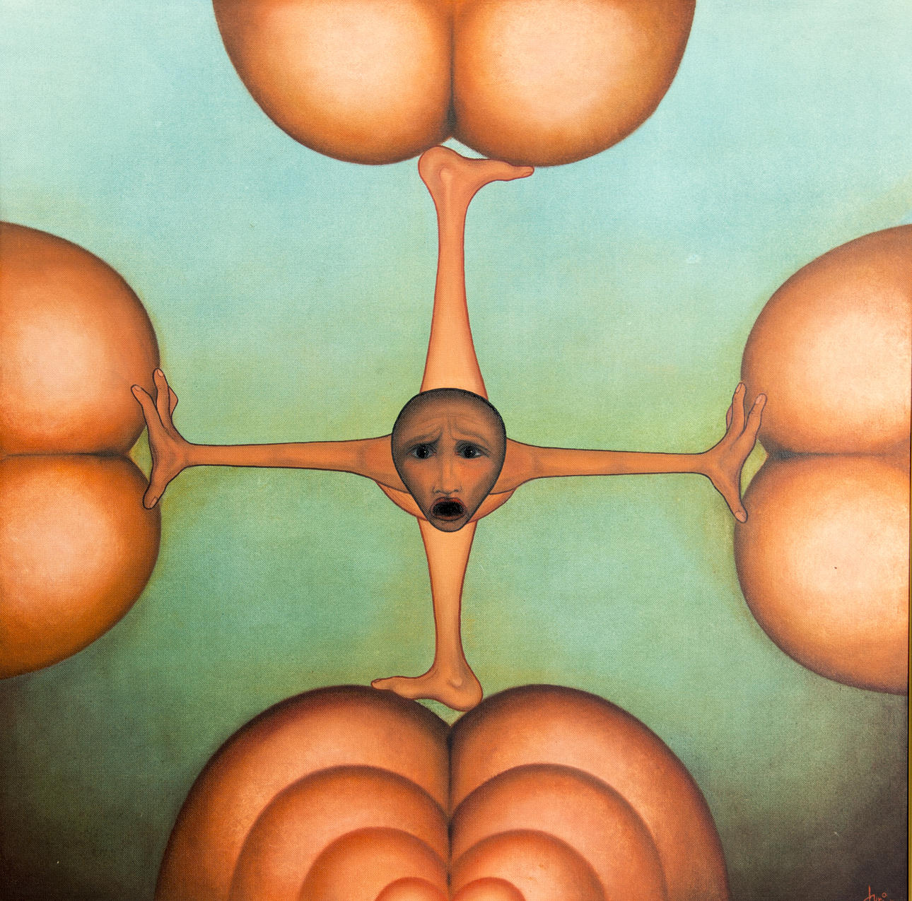 OIDENTIFIERAD KONSTNÄR. Komposition, olja på pannå, signerad Juri -71.