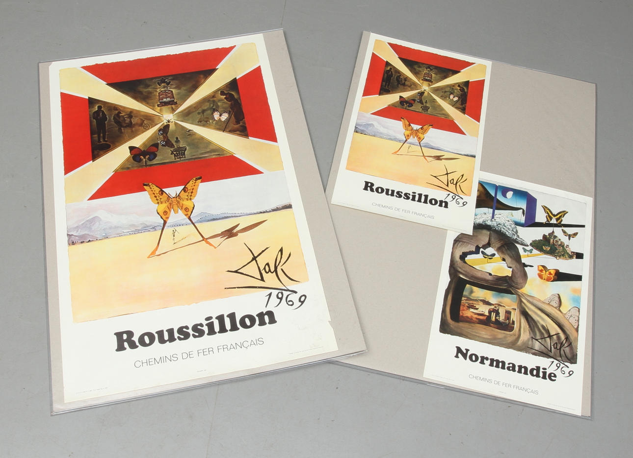 UTSTÄLLNINGSAFFISCHER, 5 st, bla efter Dali och Bernard Buffet.