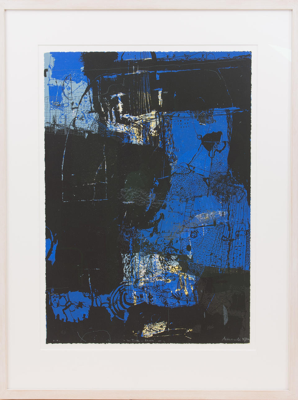 UNBEKANNTER KÜNSTLER. ”I liv och rörelse - på natten”, förmodligen akryl på kartong, tecken. u. dat. 95/97 e.a.