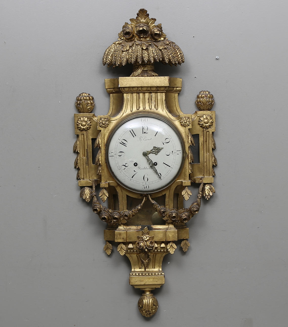 VÄGGPENDYL, gustaviansk, Petter Ernst, Stockholm, 1700-tal.