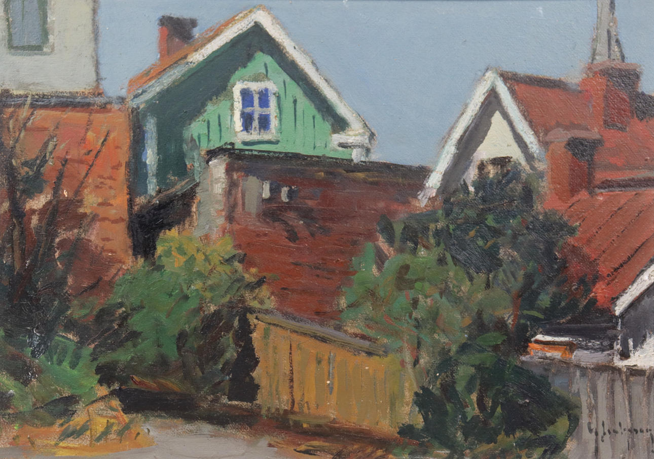 GIDEON ISAKSSON. oil on panel, house view Trelleborg.