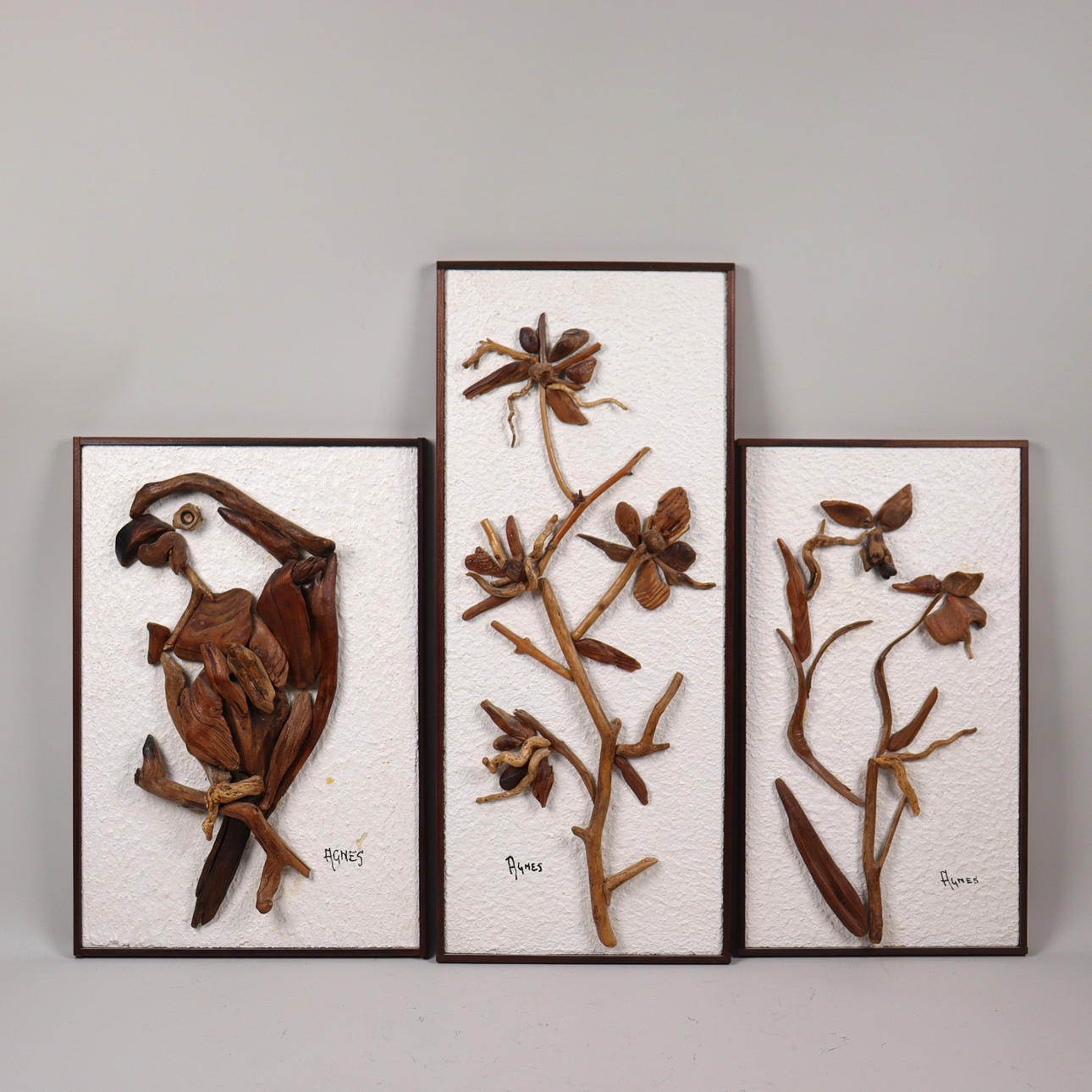 AGNES GÖRANSSON, Gislöv Location, wall decorations with beach finds, 3pcs.