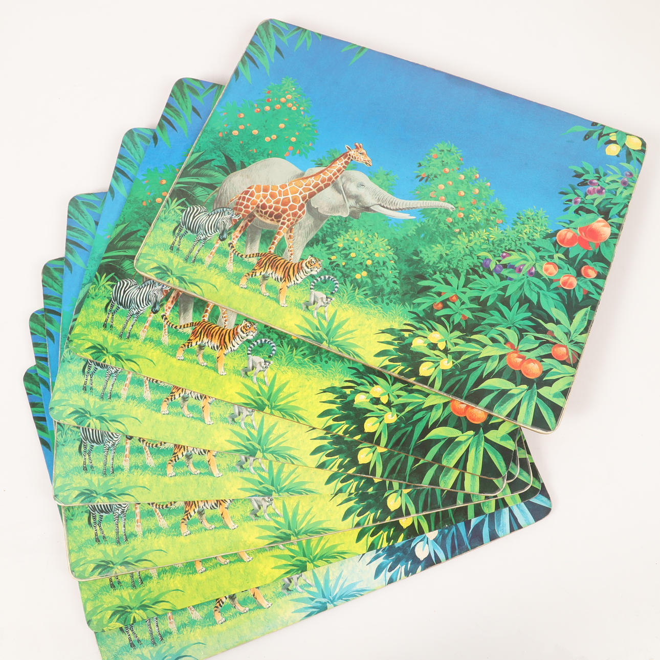 TABLETOPS, 7 pieces, jungle animals.