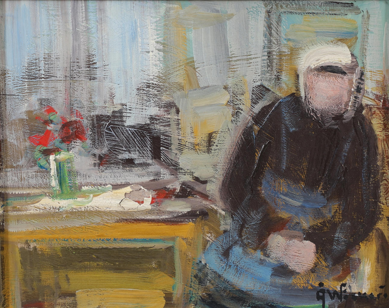 ÅKE WICKSTRÖM. “After today's diligence”. Oil on panel, signed.