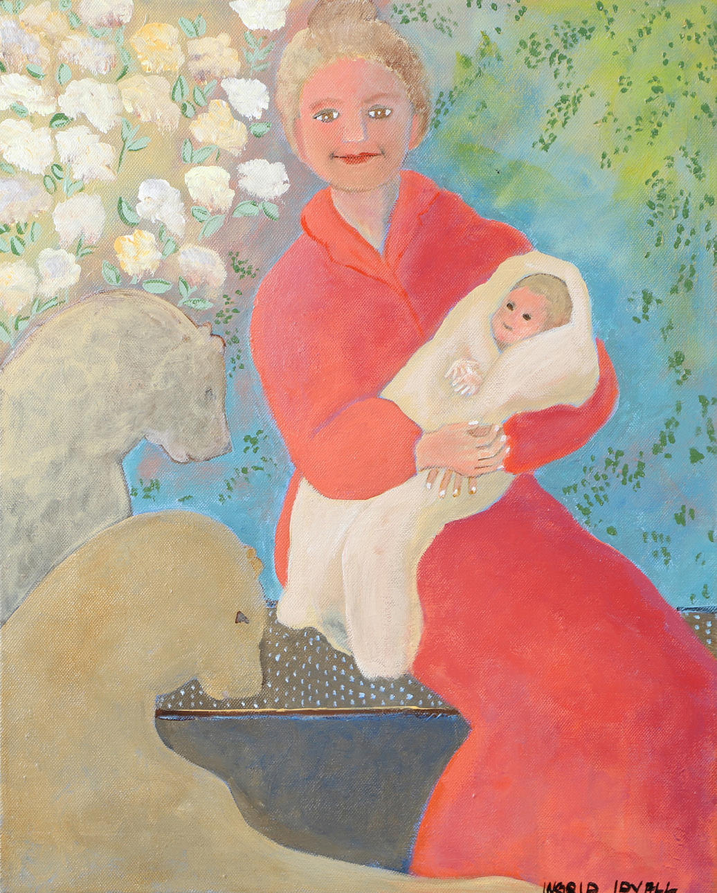 INGRID IDVALL. “Madonna”, oil on canvas, signed.