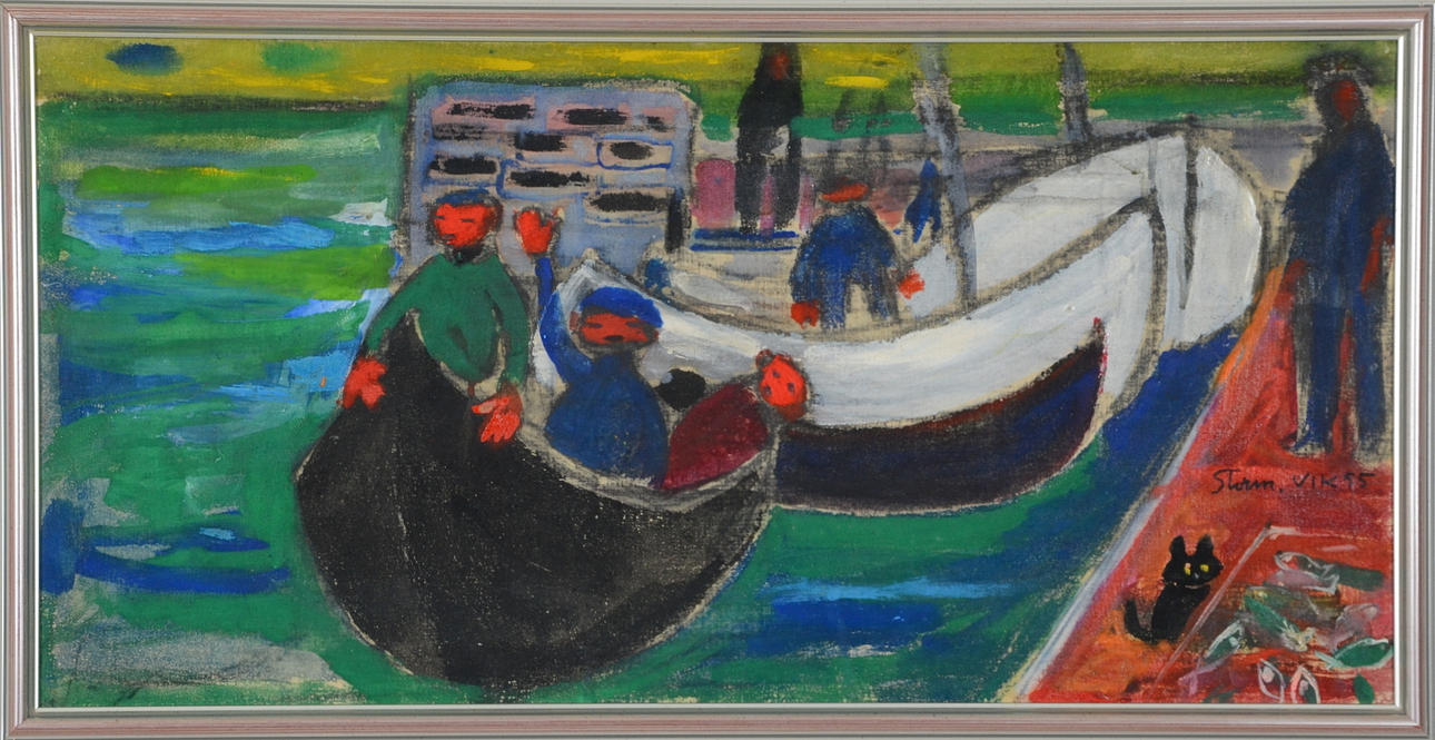 SVEN STORM. Olja på duk uppfodrad på pannå.