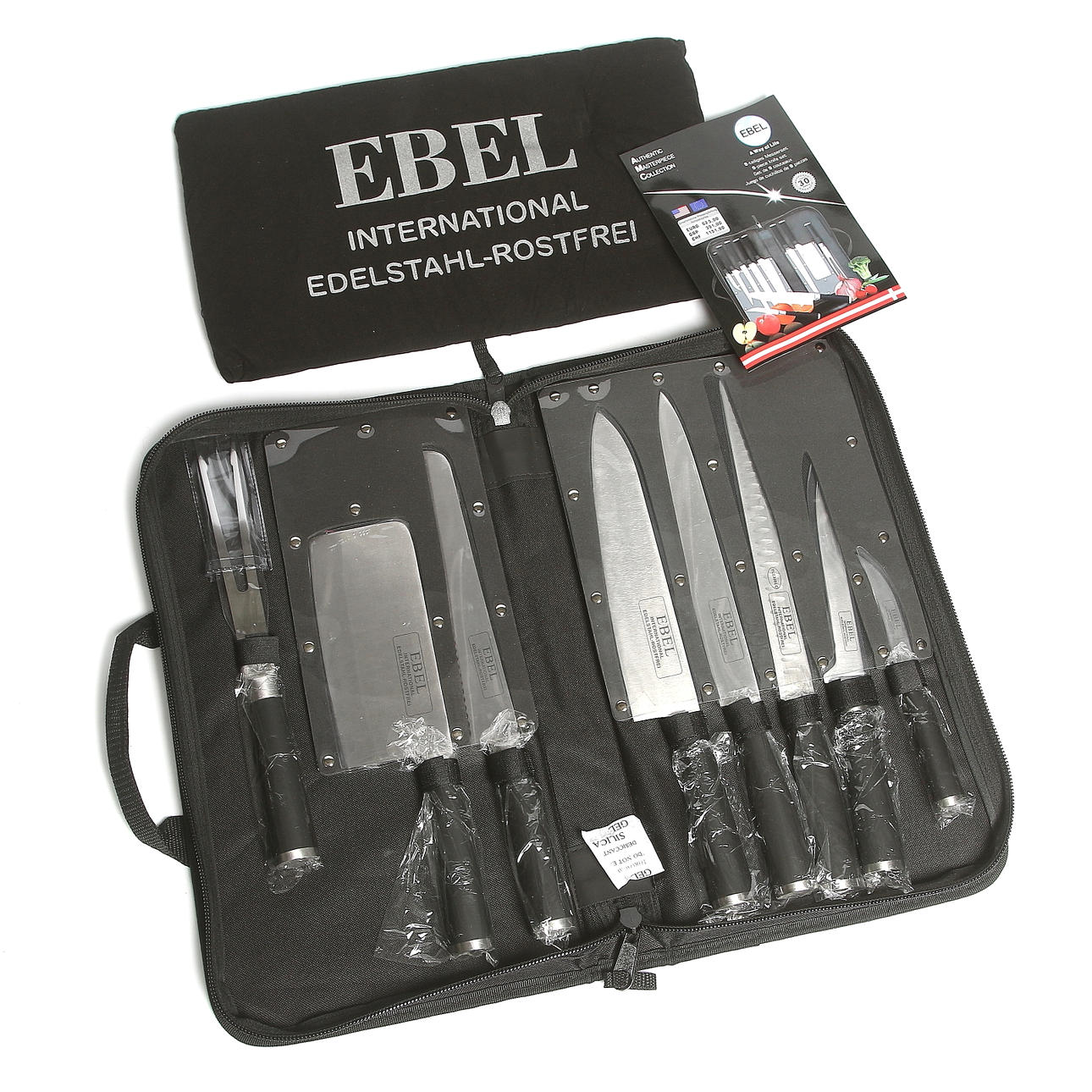 KNIVSET I VÄSKA, 8 delar rostfritt stål, EBEL, 2000-tal.