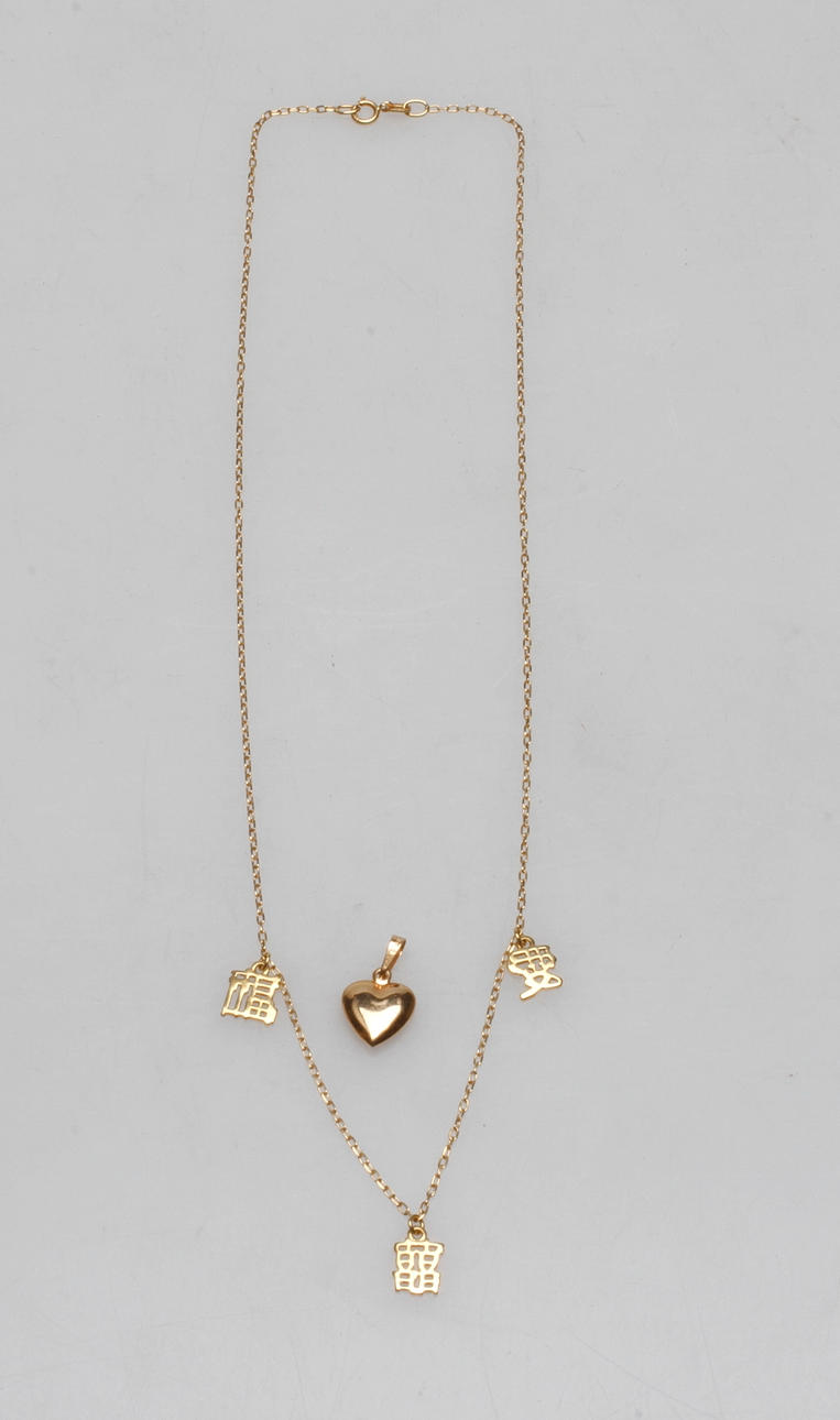 HALSBAND SAMT HÄNGE, 18k guld, vikt ca 2,9 gr.