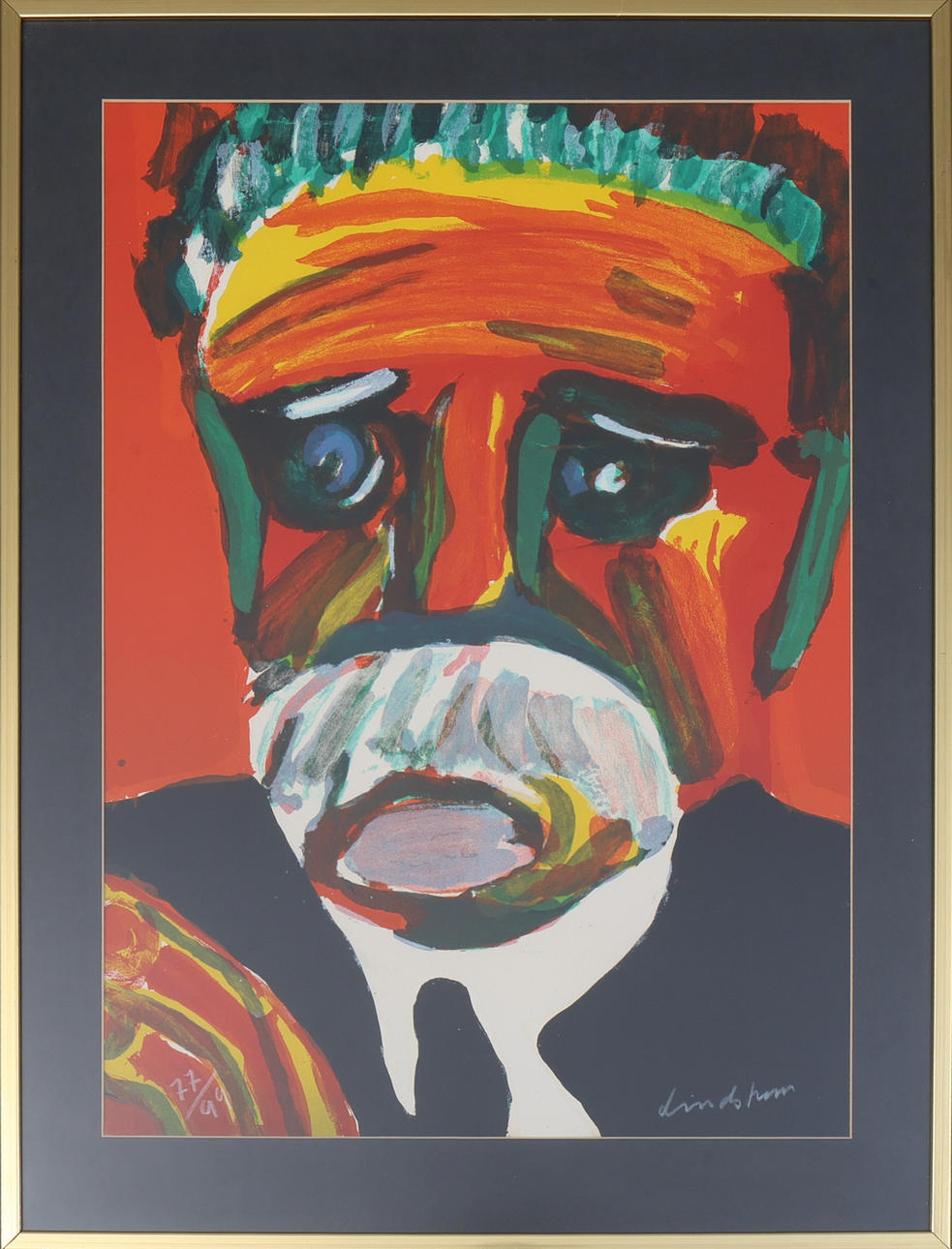 BENGT LINDSTRÖM. Lithograph, signed, “Hjalmar Branting”, numbered 77/99.