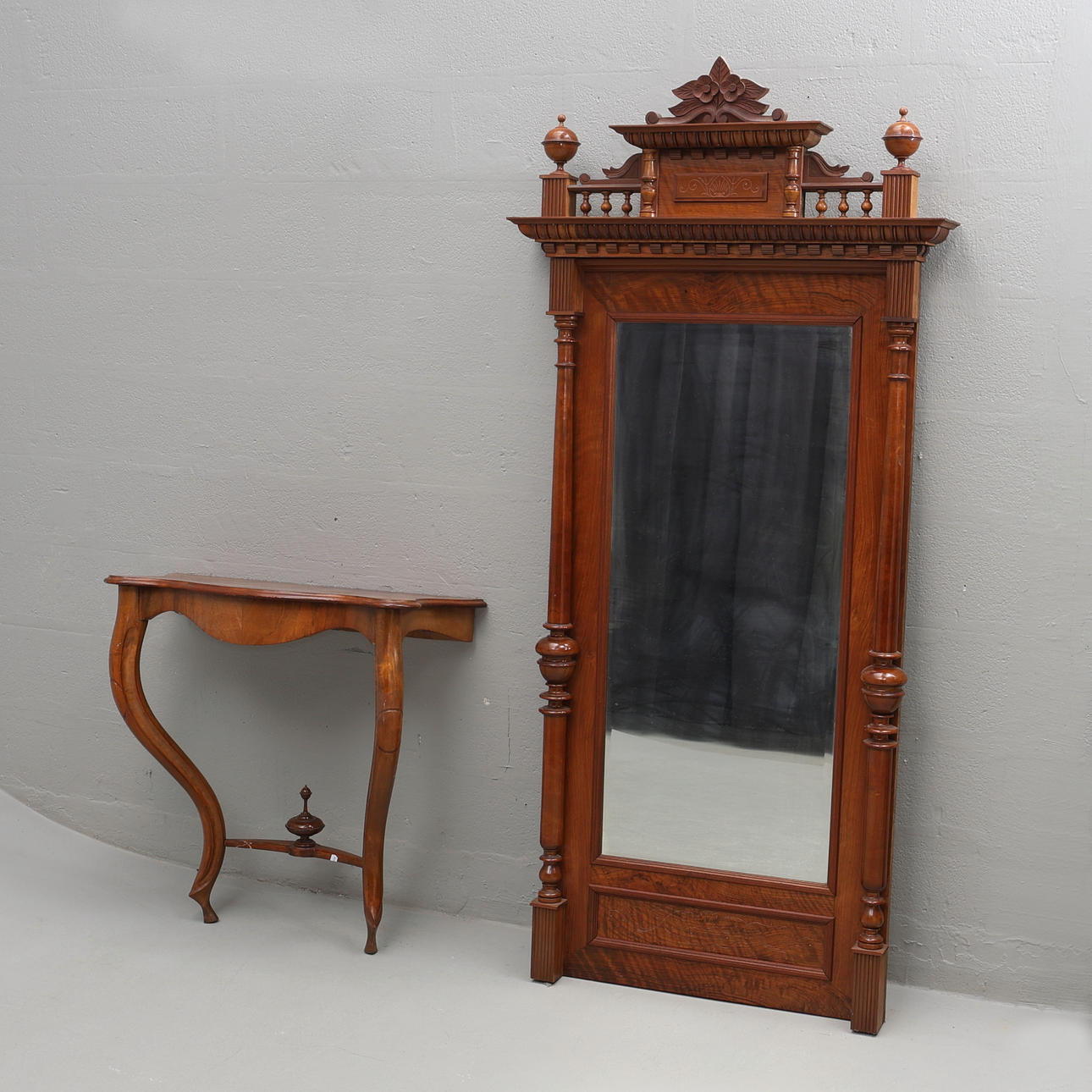 MIRROR WITH CONSOLE TABLE, Birch, Neo-Renaissance.