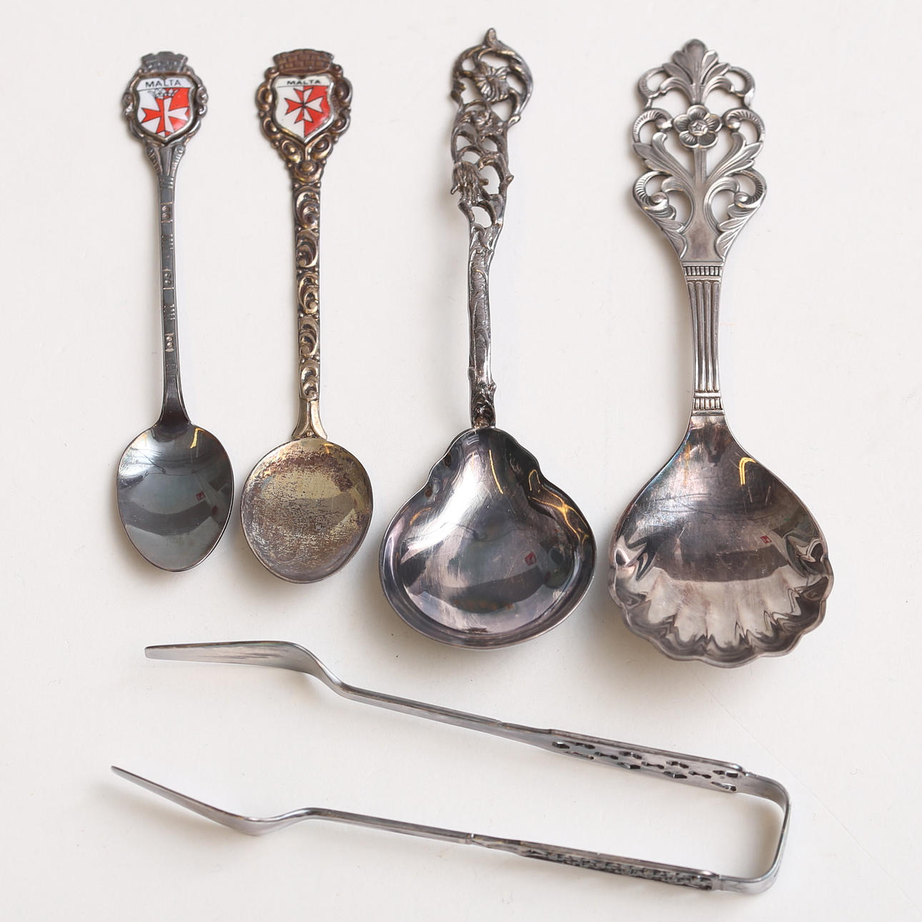 CUTLERY, 5 pcs, silver, 70 grams.