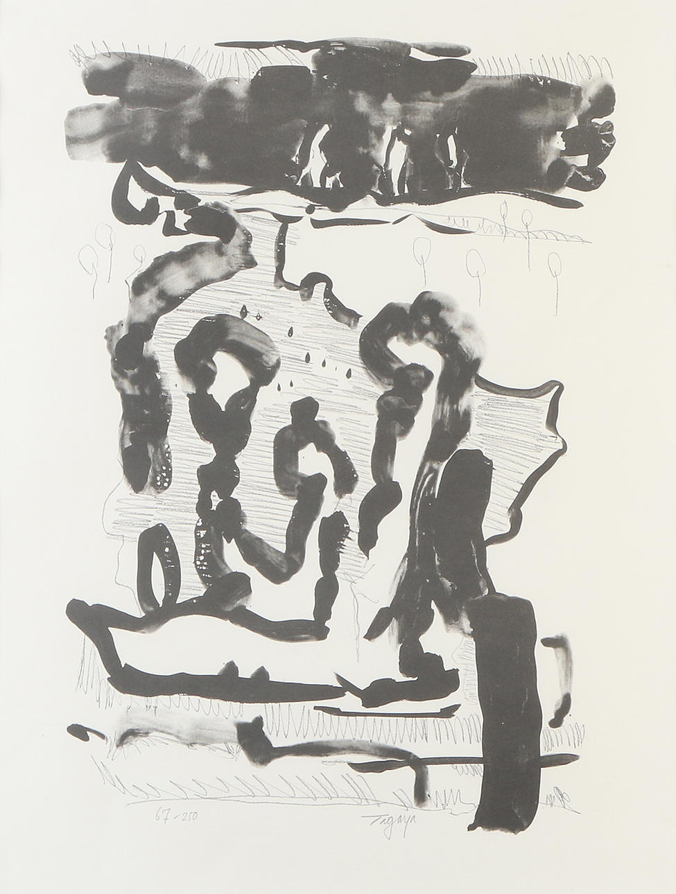 ITOKU TAGAYA. Lithography, 67/250. Composition. Signed.