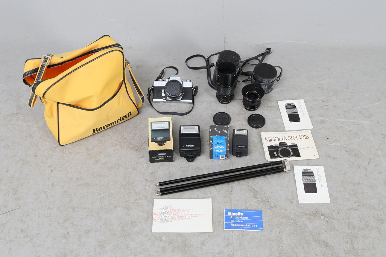 KAMERA samt tillbehör, Minolta SrT101b.