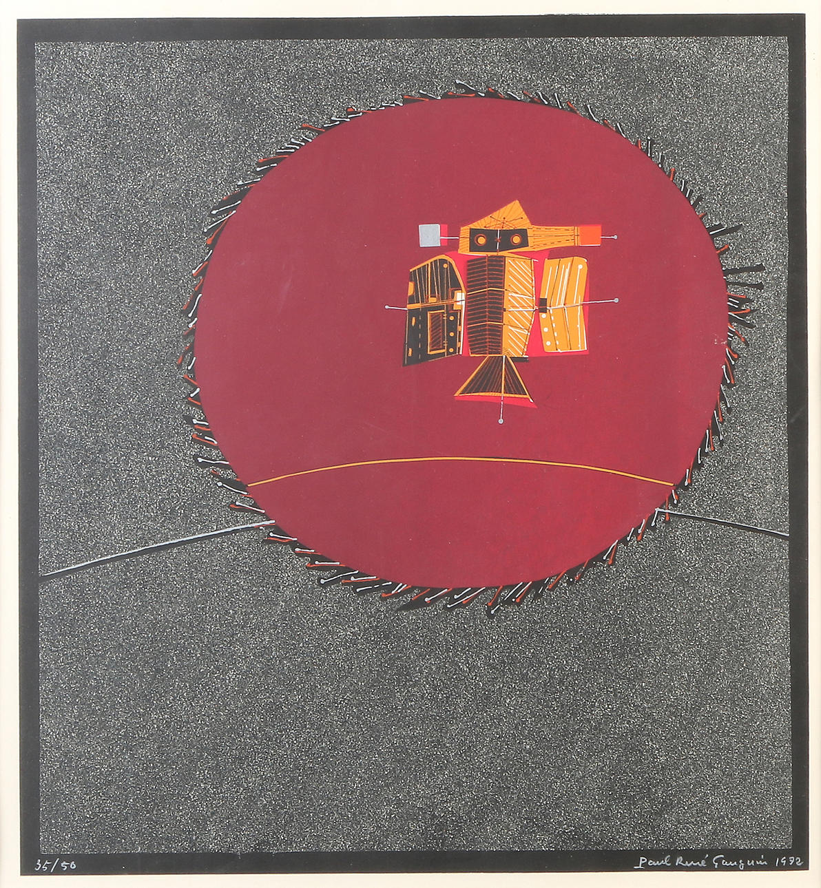 PAUL RENÉ GAUGUIN. Lithography, 35/50. Composition. Signed.