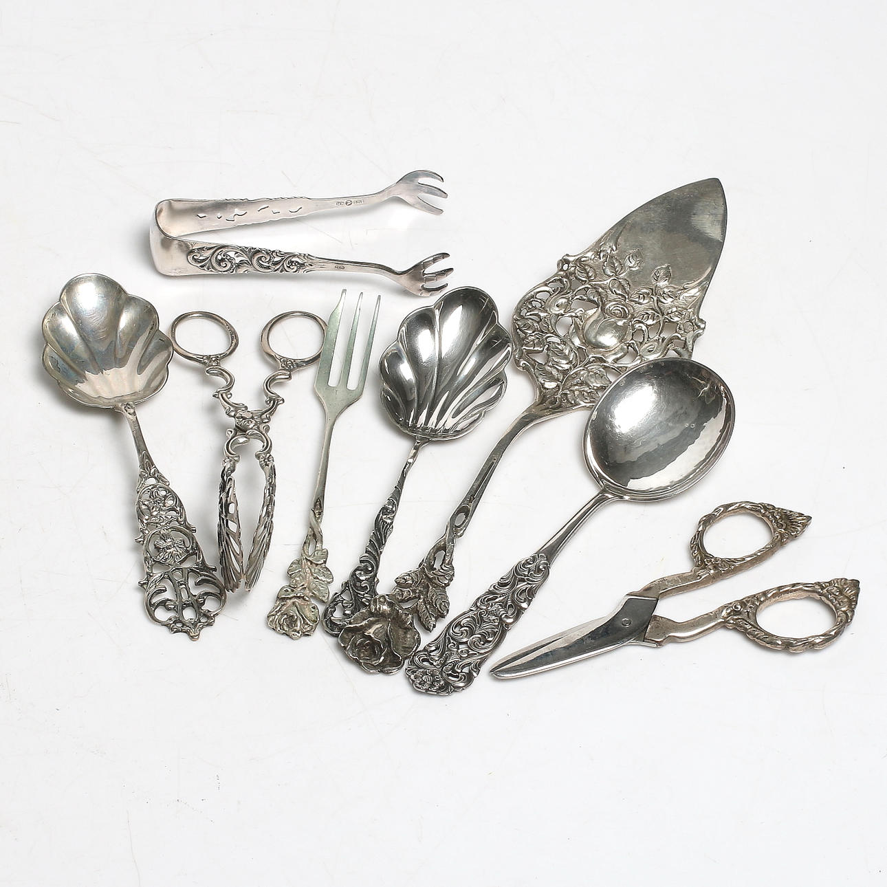 BESTICK, 8 delar, silver. Vikt 203 gram.