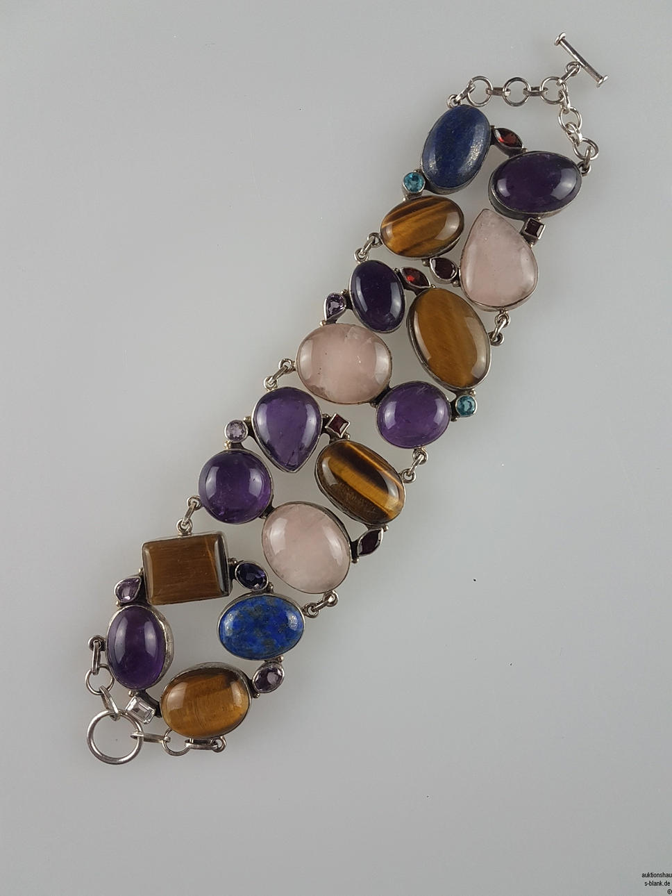 SILVER BRACELET WITH STONE SETTINGS - Sterling Silver 925/000.