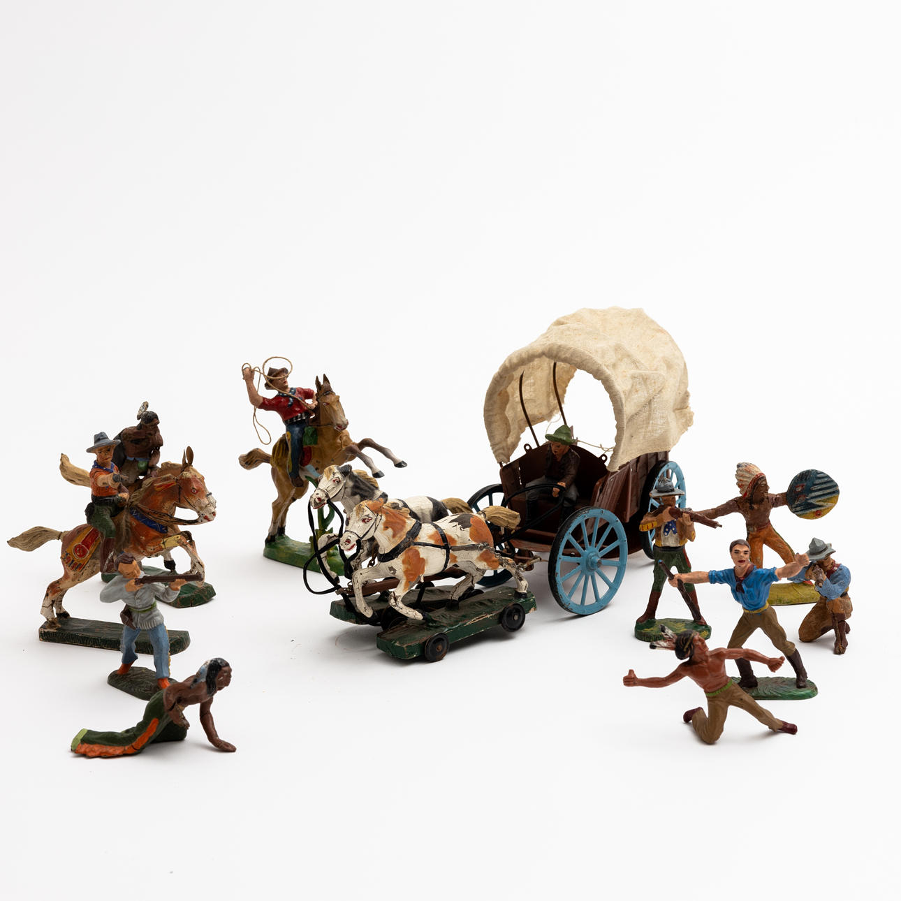 ELASTOLIN and others, Western figures, approx. 11 pieces, Germany mid 20th century.