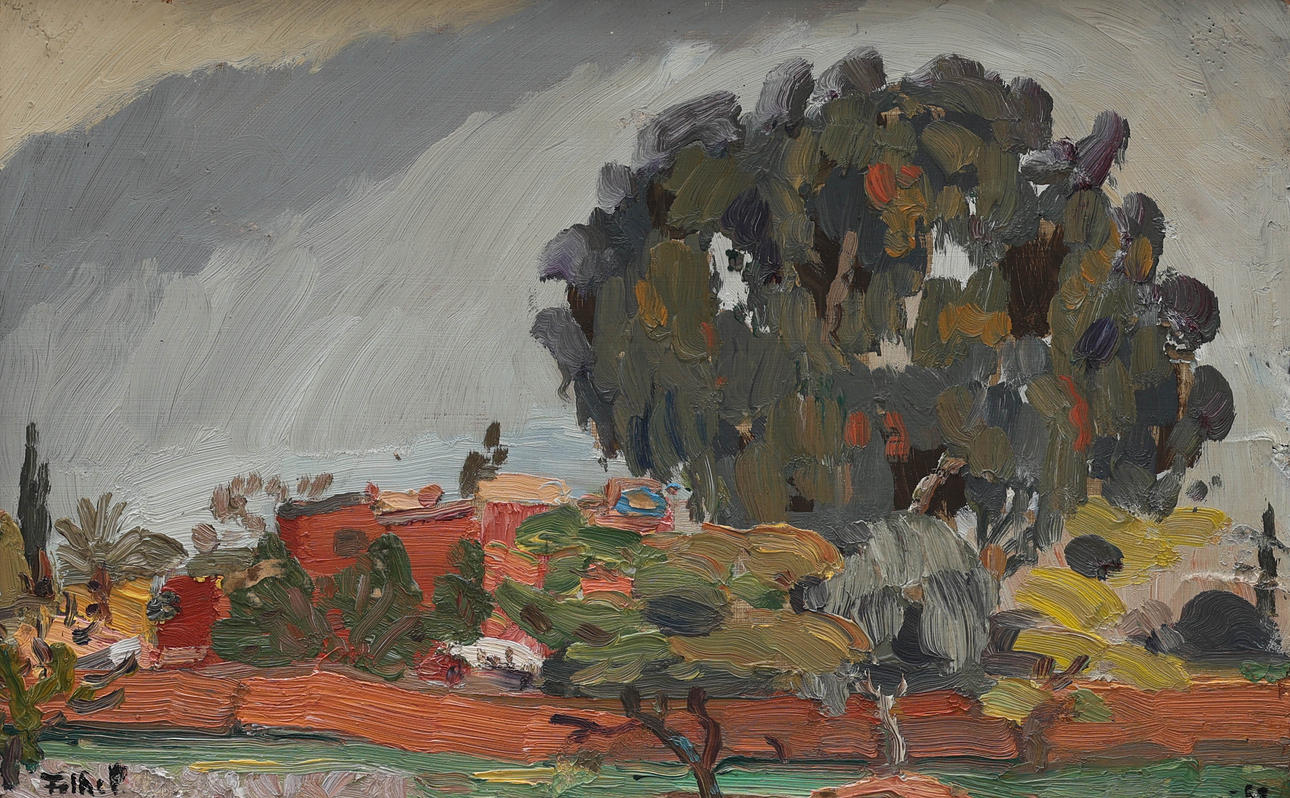 FOLKE PERSSON. oil on panel, “The Big Tree”, signed Folke P, dated -52.