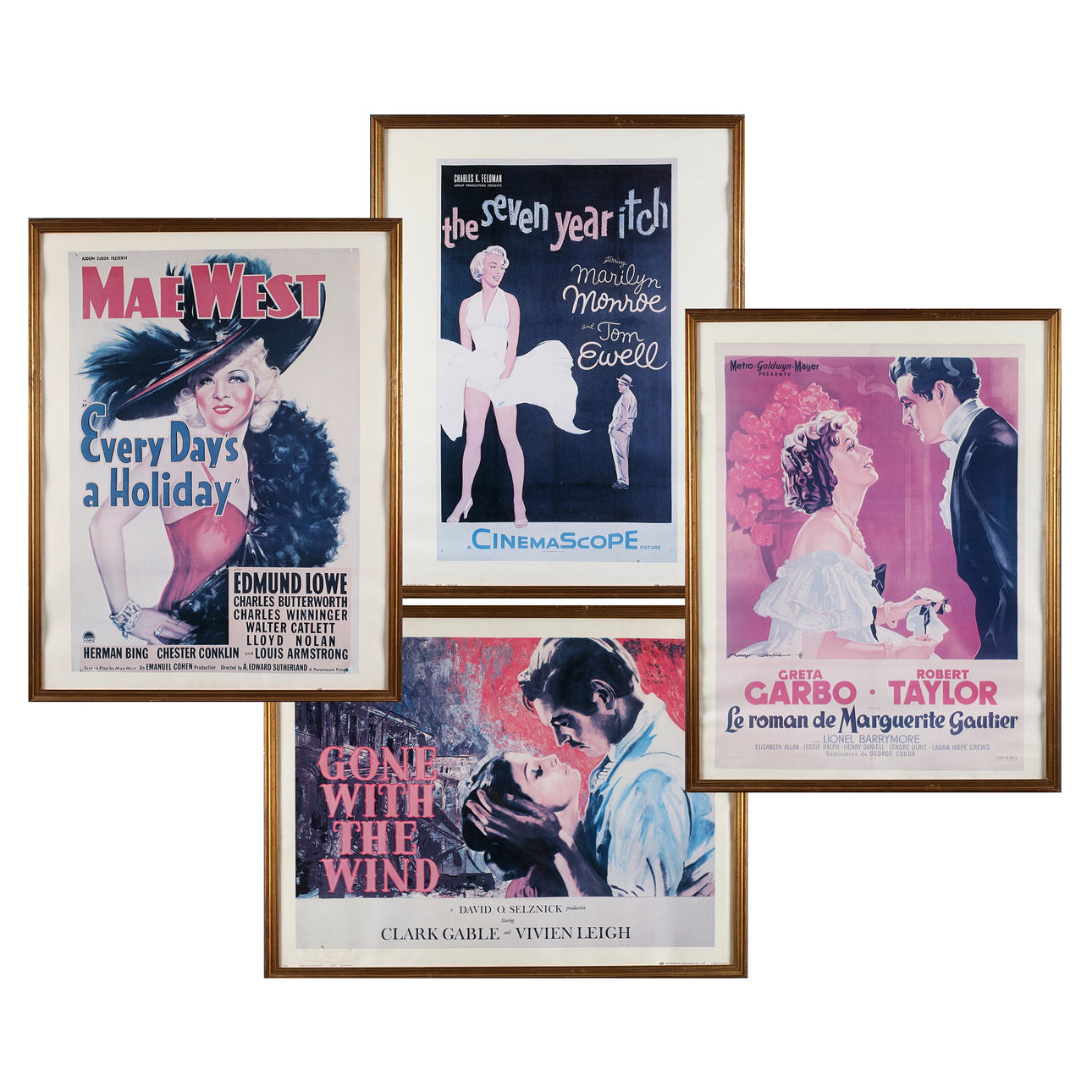 FILMAFFISCHER, 4 st, bl.a. Marilyn Monroes "The Seven Year Itch" samt Clark Gable & Viven Leighs "Gone With the Wind", IRA Roberts Publishing, 1978.