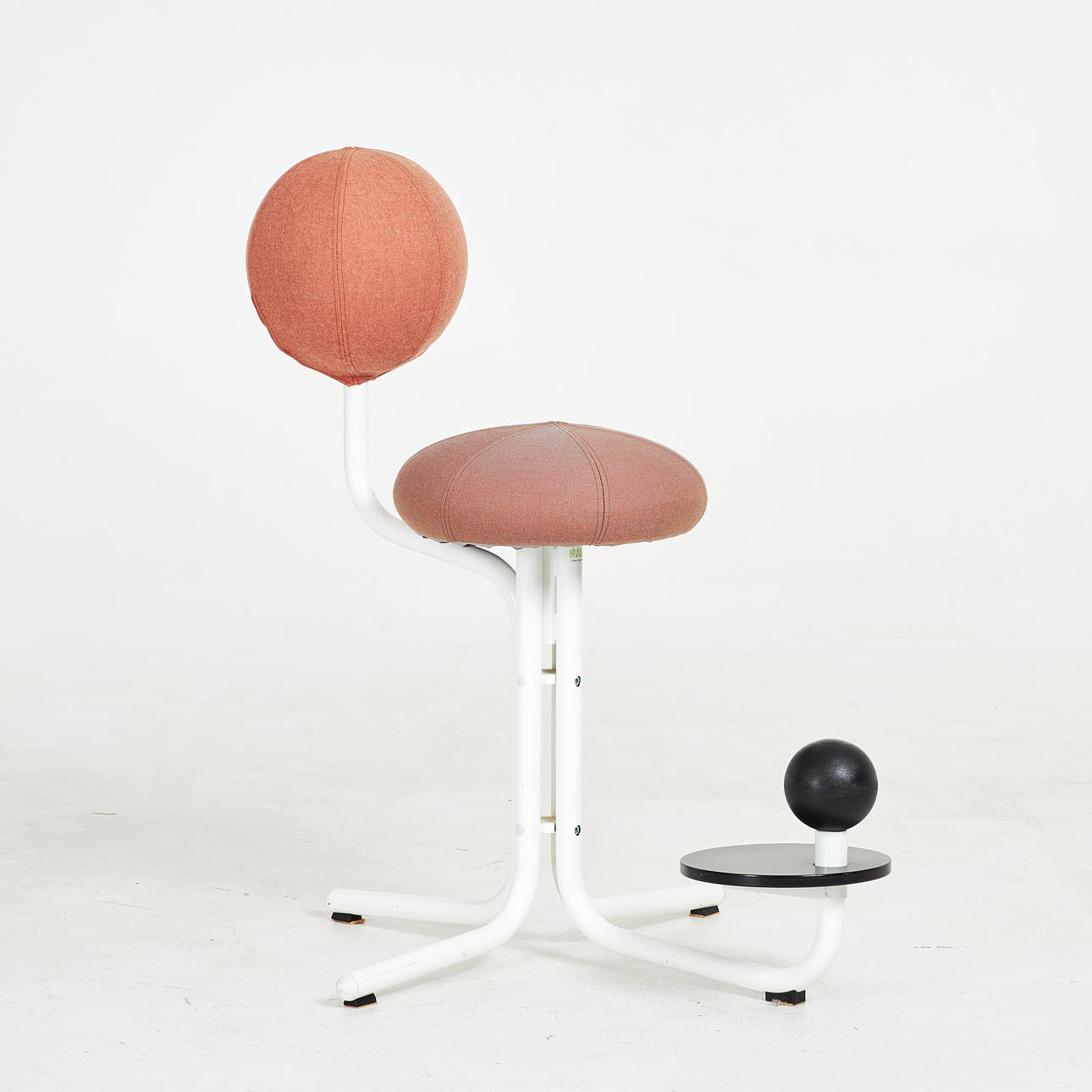 PETER OPSVIK. “Globe Two”, Work chair, white glazed metal frame, upholstered seat and backrest in textile, adjustable parts, label marked, Globe Concept.