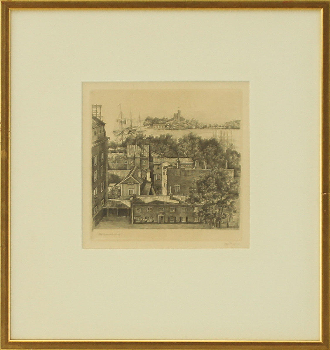 STIG BORGLIND. "Från Djurgårdsslätten", etsning, sign.