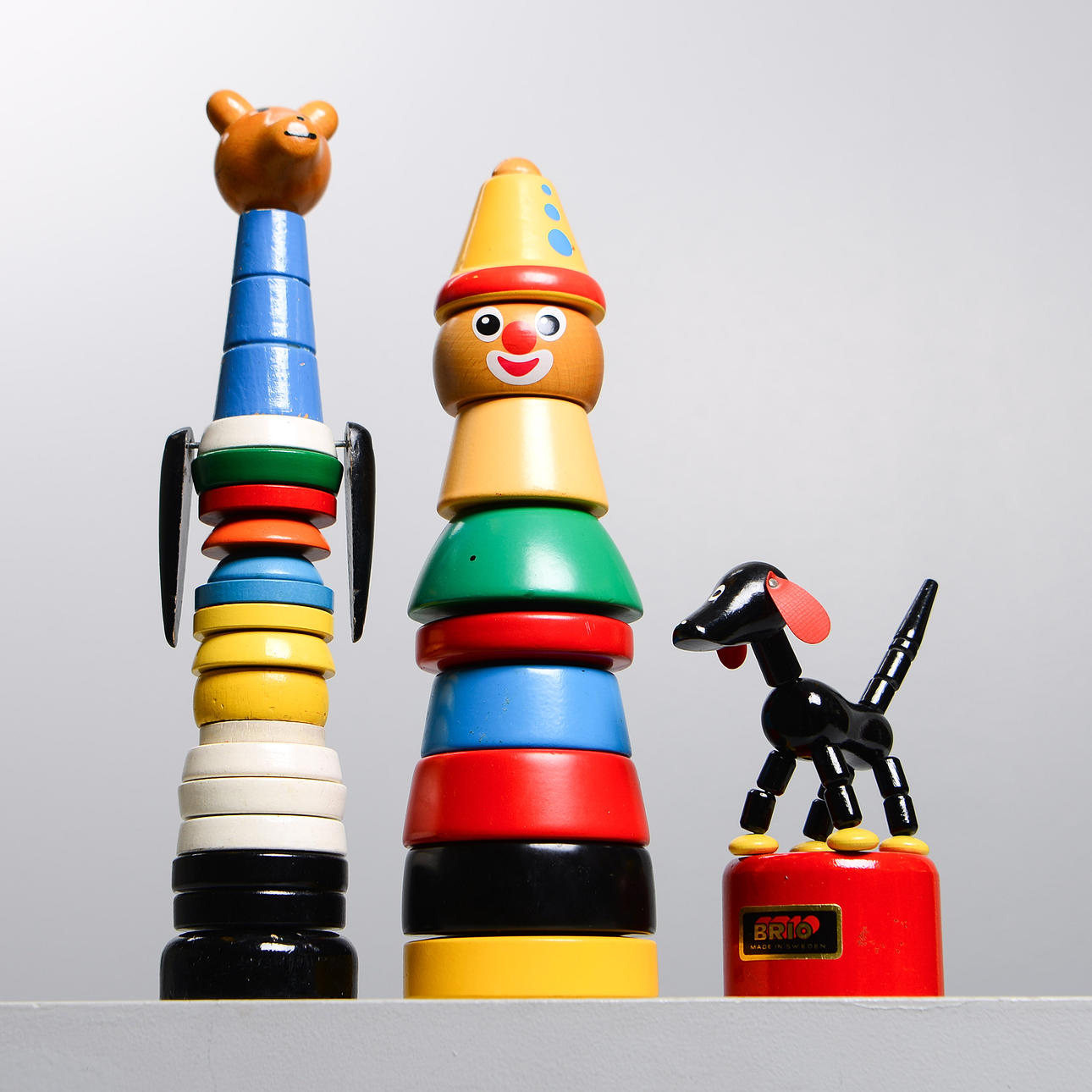 BRIO PUULELUT, 2 kpl, koira ja pelle.