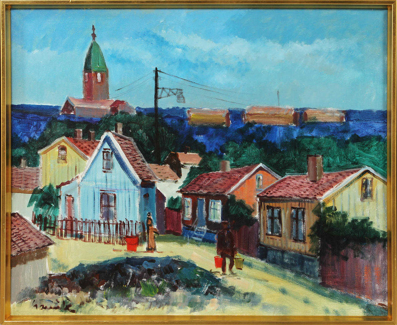 TAGE GAVIK. "Gamla Ankargatan", olja på duk, sign.