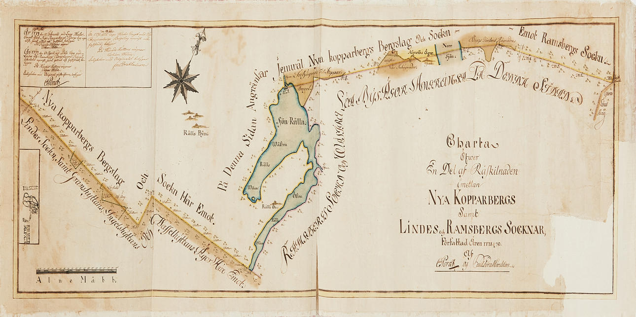 HAND DRAWN MAP KOPPARBERG, VESTMANLAND, LATE 18TH CENTURY.