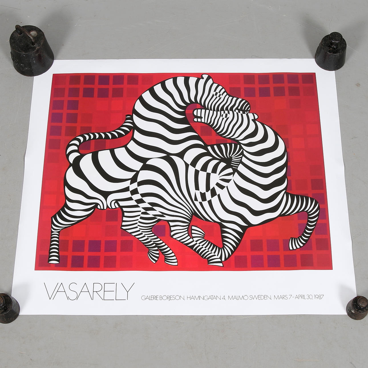 VICTOR VASARELY. EFTER. Utställningsaffisch. Galerie Börjeson, Malmö, 1987.