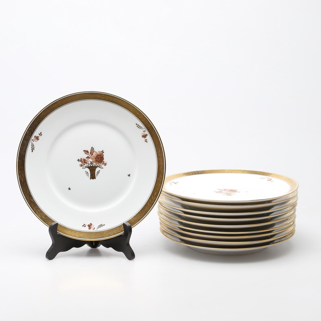 MATTALLRIKAR, 10 st "Golden Basket" eller "Guldkurv" Royal Copenhagen.