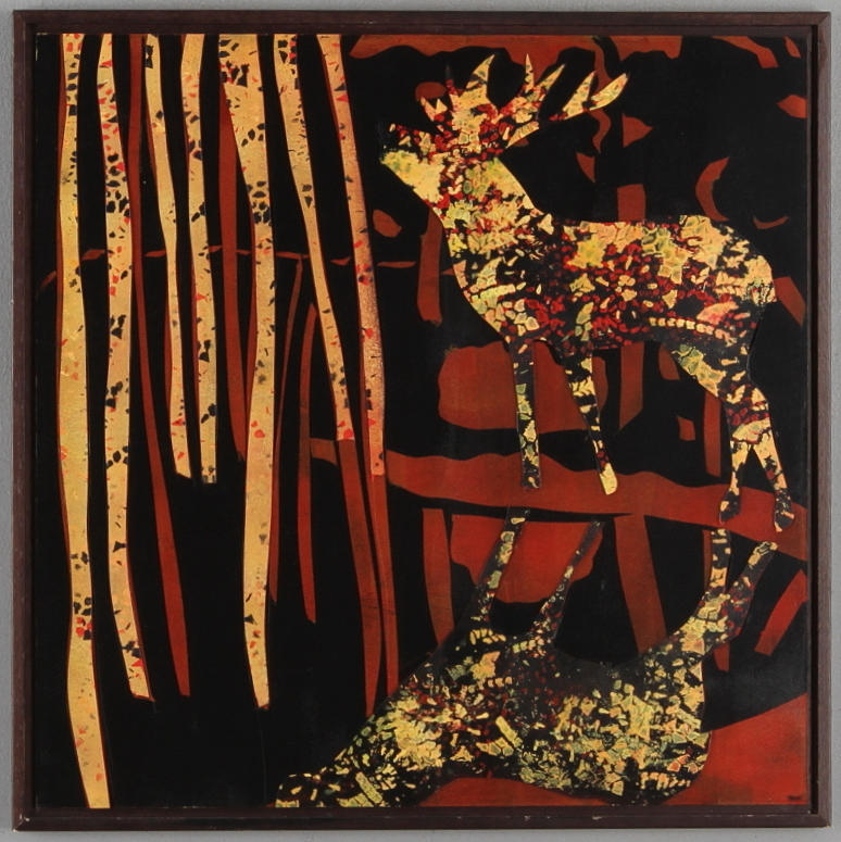 MIA MALMLÖF. Komposition, aqua jet på akrylglas, monogramsignerad MM.