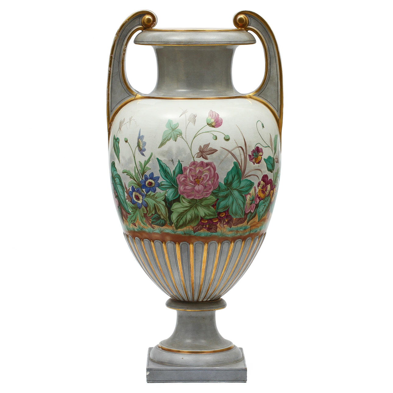 PRAKTURNA MED HÄNKLAR, flintgods, Gustavsberg 1872.