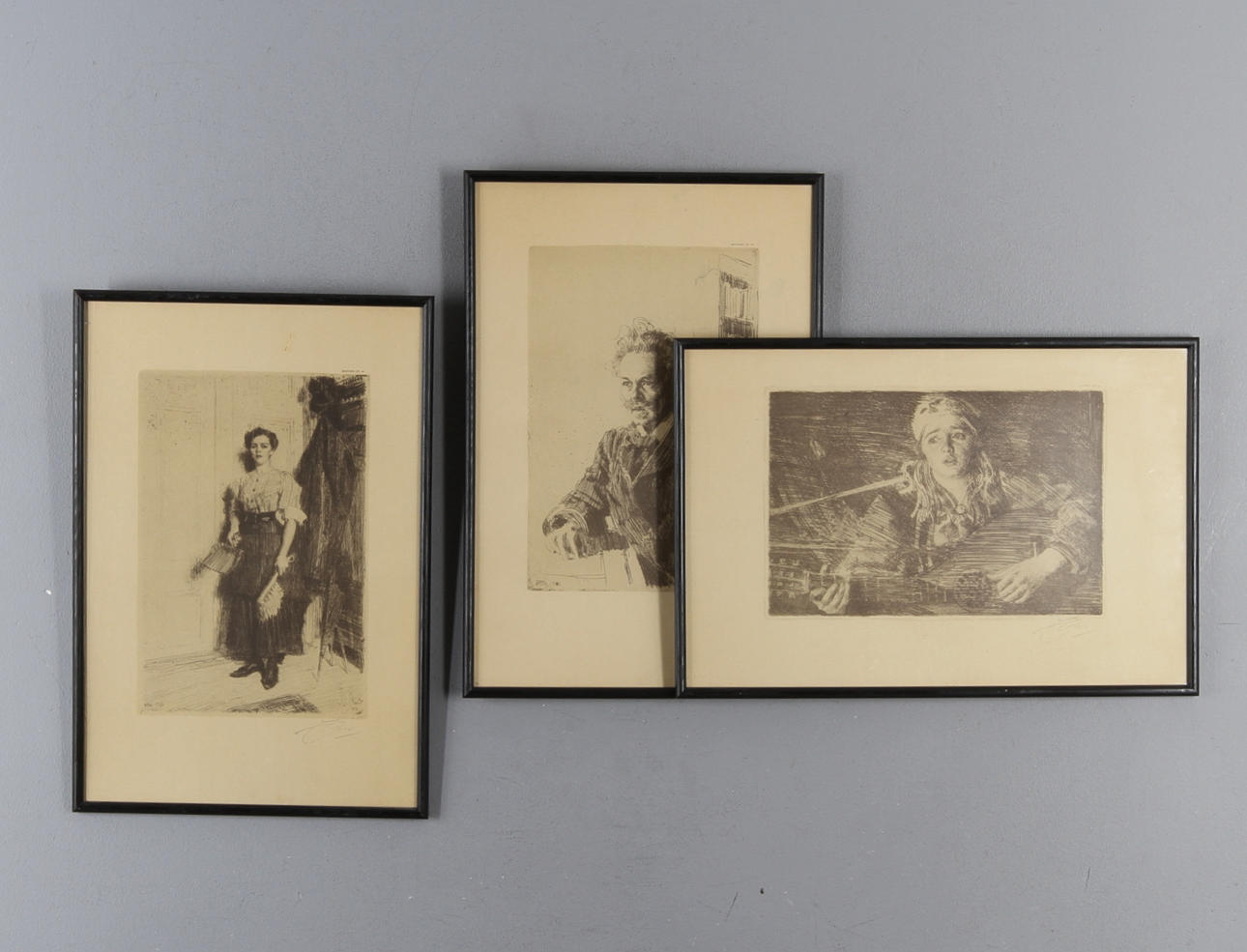 ANDERS ZORN. Efter, 3 st, Litografiska tryck , Bengtsons Lito AB.