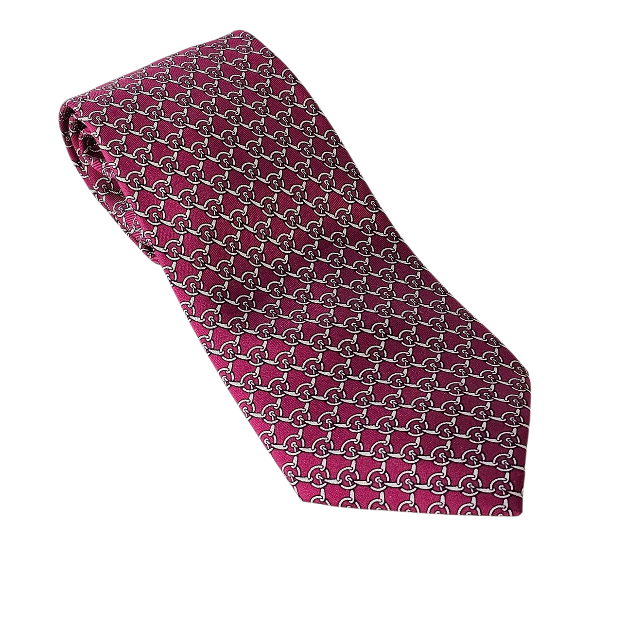 HERMES. Strawberry colored natural silk tie.