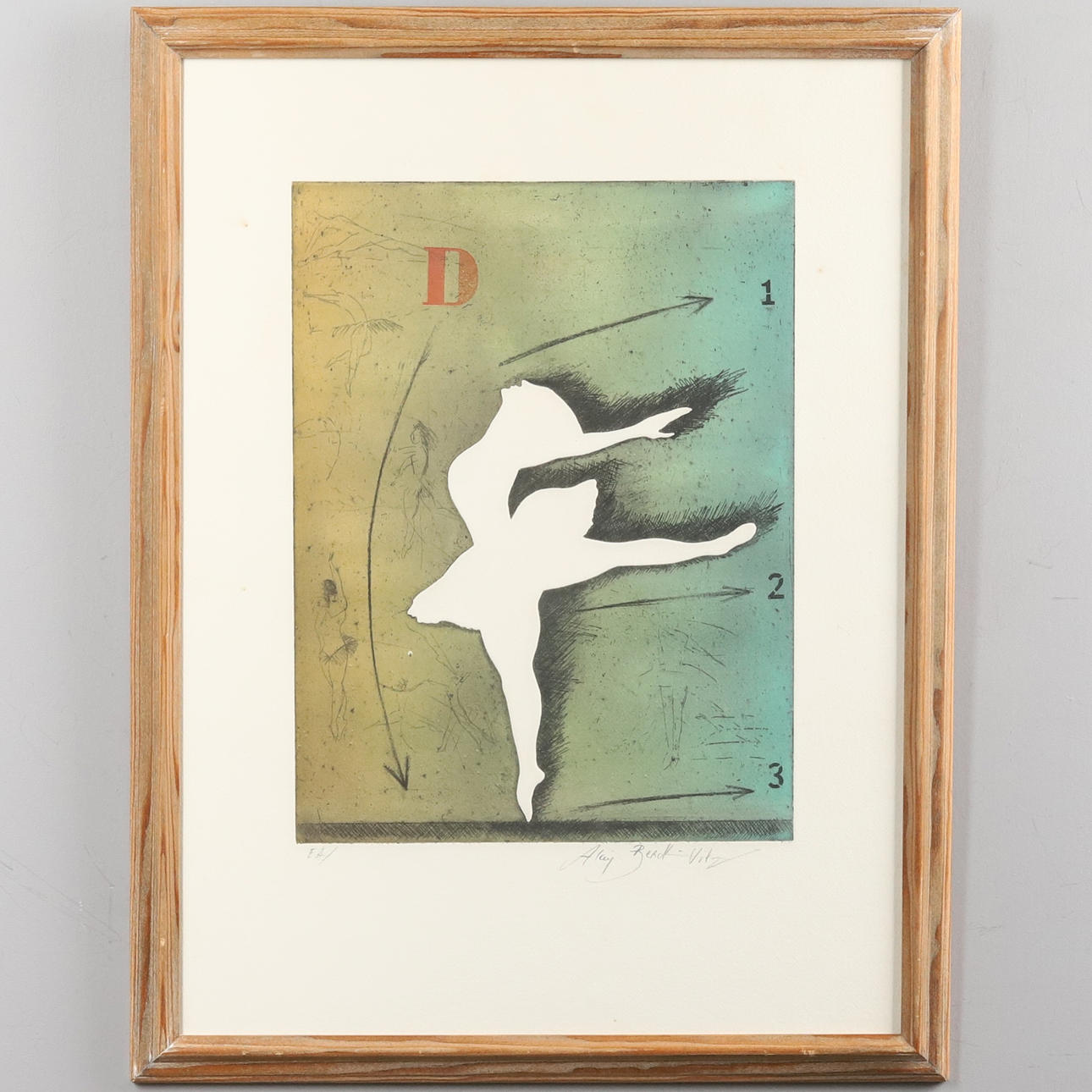 ALAIN BERCK-VITZ. COLOUR ETCHING, “Dancer” Epreuve d'artiste, signed.