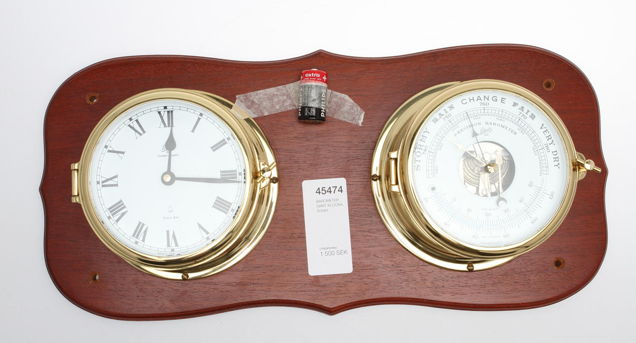 BAROMETER SAMT KLOCKA, Schatz.