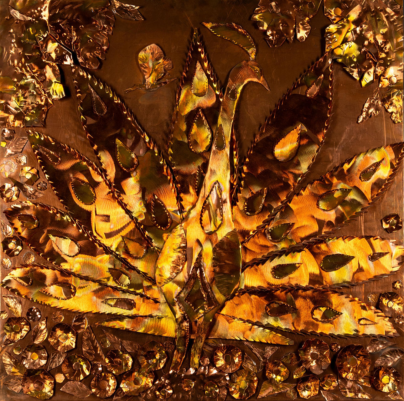 ÅKE ROLFSTADIUS. Wall sculpture, relief, copper, signed.