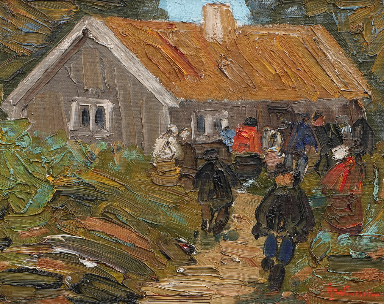 ÅKE WICKSTRÖM. oil on canvas, farm motif, signed.