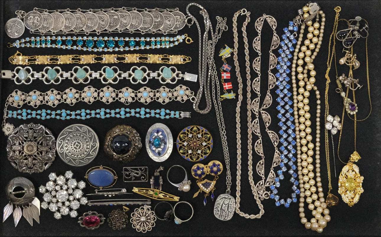 PARTY JEWELLERY, SILVER AND BIJOUTERIE.