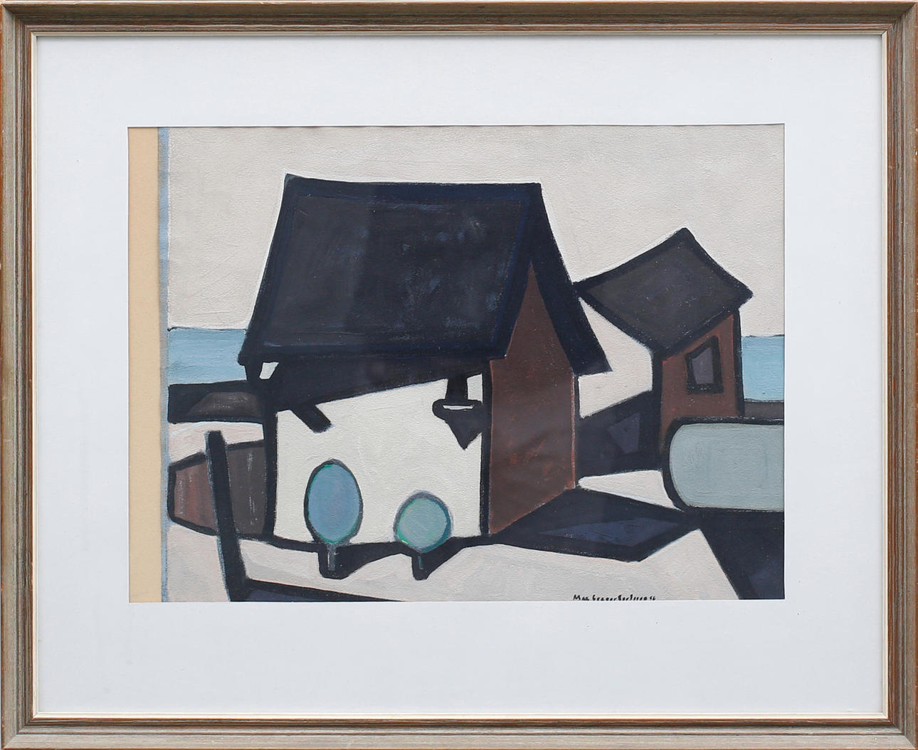 MAX GREGER CARLSSON. Husgrupp, pastell, signerad och daterad -56.