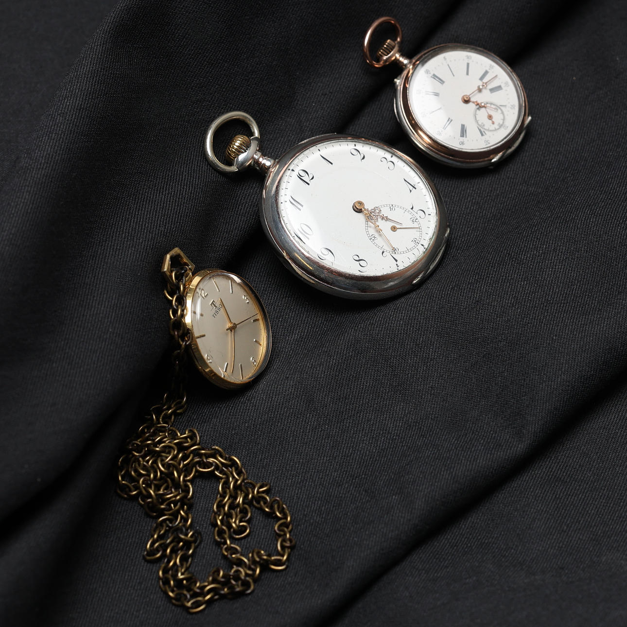 POCKET WATCH, 3 pcs. Partly silver, including Tissot.