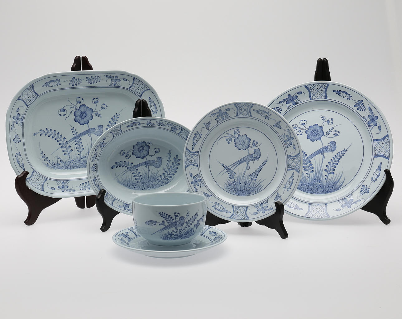 SERVISDELAR, 39 delar, "Fågel Blå", Rörstrand.