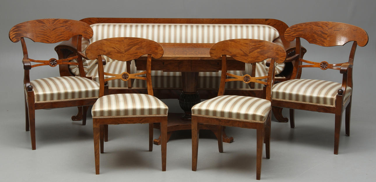 SALONGSGRUPP, 6 delar, Karl Johan-stil, 1900-tal.