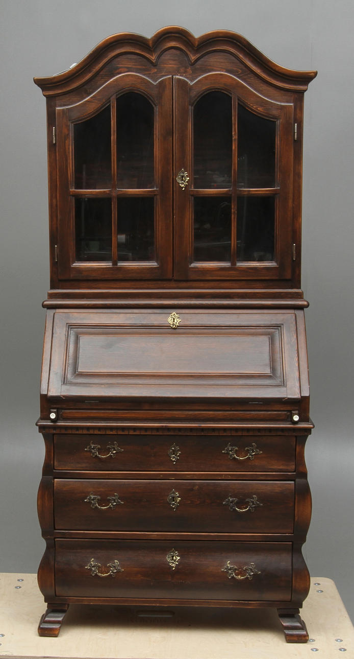 SKRIVSKÅP, med vitrinöverdel, rokokostil, 1900-tal.