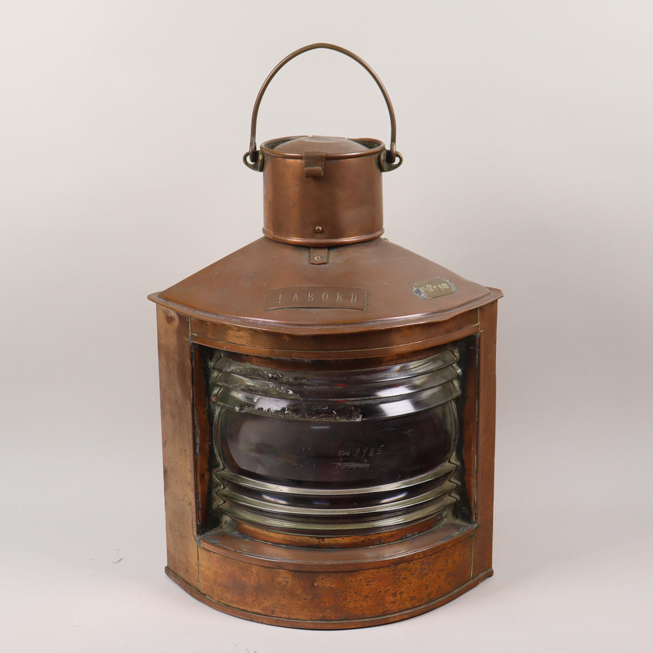 BABORDSLANTERNA, marked KM 2985 with three crowns, copper and glass.