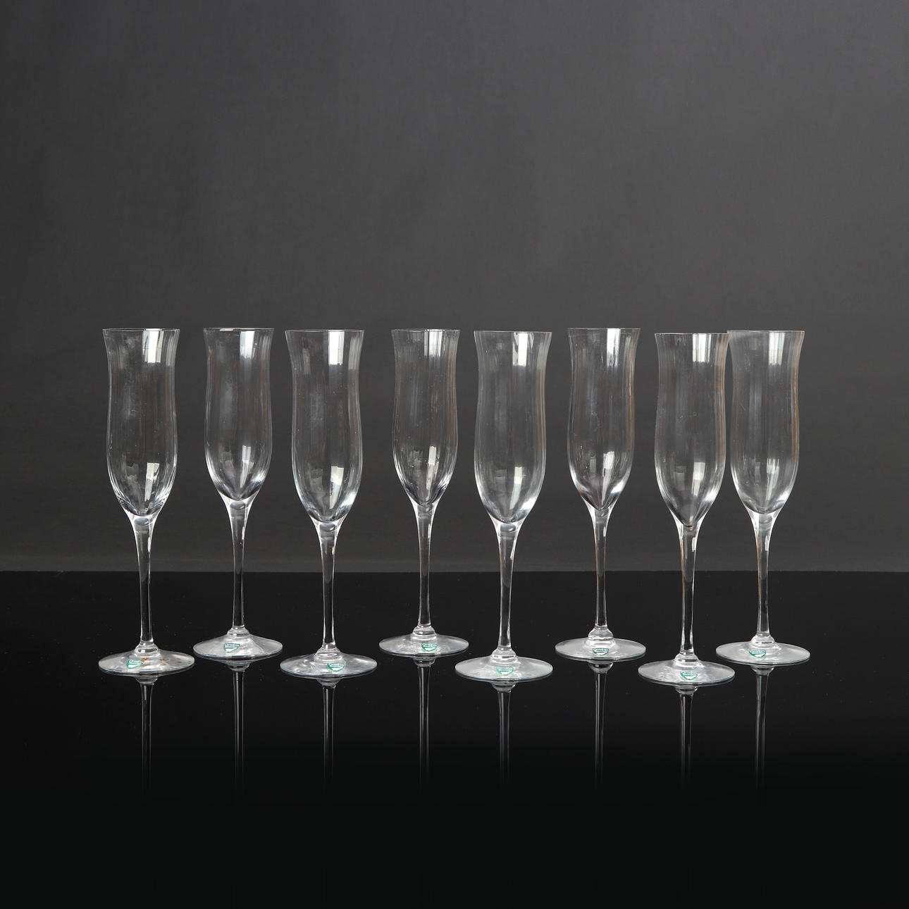 GUNNAR CYRÉN. ORREFORS, CHAMPAGNE GLASSES, EIGHT PCS. “Helena”. Labels ...