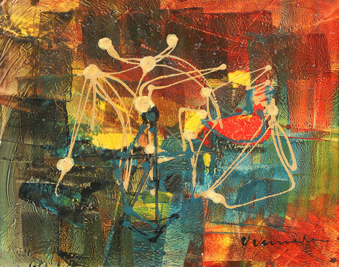 VALDEMAR VENNERSTEN. Oil on panel, abstract composition, signed.