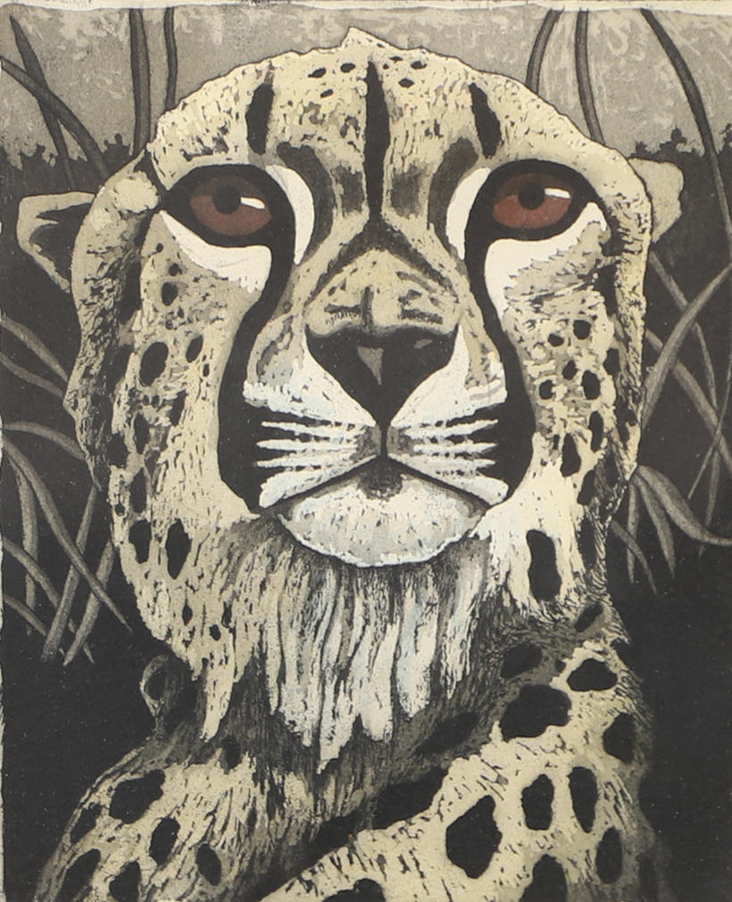OLLE SILVER SAND. Leopard, etching, signed.