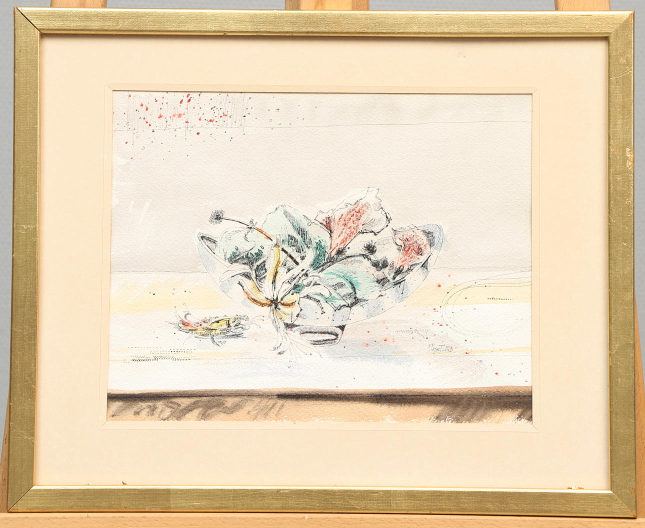 WILGOT LIND. Mixed media, “Blomster”, signed.