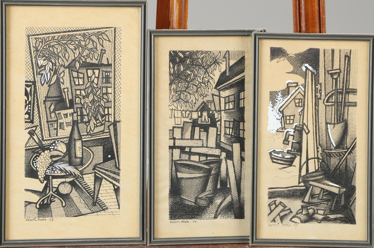 BERTIL BERG. 3 graphic sheets, signed in print.